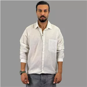 پیراهن مردانه آستین بلند راه راه شیری زارا