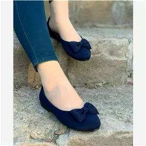کفش کالج پاپیونی زنانه شیک رنگ سرمه ای