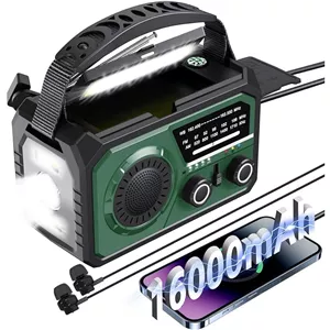 رادیو خورشیدی هندلی پاور بانک 16000 بلوتوثی دارای چراغ قوه و قطب نما مدل 2BEUU-H21