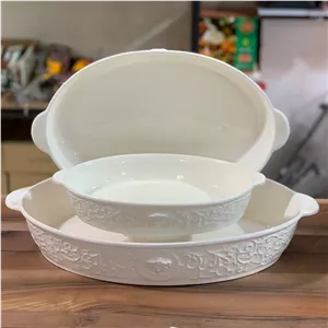 ست 3 عددی تابه بیضی سرامیکی طرح برجسته ورساچه ( قابل استفاده در فر و ماکروویو 