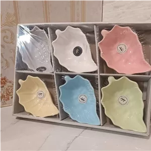 کاسه مدل برگی مناسب دسر تنقلات ماست ترشی تخمه واحیل هر دست شش تایی جعبه دار 