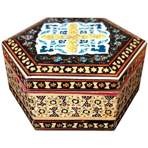 جعبه جواهرات چوبی خاتم کاری طرح تذهیب کد KHATJA2