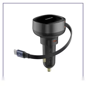 شارژ فندکی 60 وات با کابل جمع شونده بیسوس Baseus Enjoyment Pro Car Charger C0203100