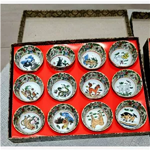 پیاله های سماق خوری چینی پک 12 تایی طرح حیوانات سال چینی