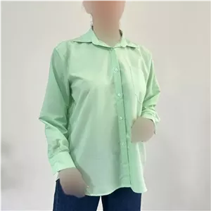 شومیز بیسیک زنانه کد 1147 یقه مردانه آستین بلند بنددار نخی یونیسکس سایزبزرگ