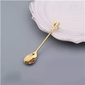 قاشق دسر و چای خوری طلایی و نقره استیل بسته شش تایی