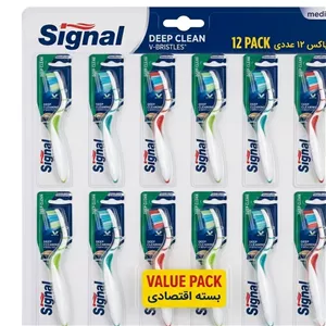 مسواک بزرگسال سیگنال مدل DEEP CLEANING (V-BRISTLESS) برس متوسط (پک 12 تایی) 