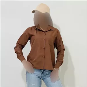 شومیز بیسیک زنانه کد 1147 یقه مردانه آستین بلند بنددار نخی یونیسکس سایزبزرگ