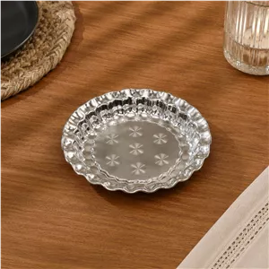 سینی استیل کوچک خرما خوری لب کنگره ای قطر 12 سانت