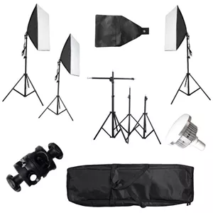 کیت سه شاخه ویدیو لامپ Triple Studio Softbox Photography Lighting Kit