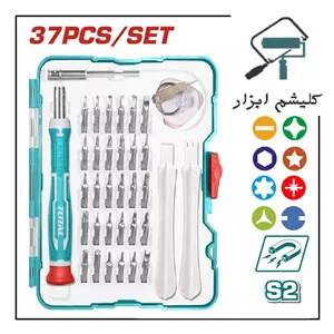 پیچ گوشتی و بیت صنعتی 37 پارچه توتال