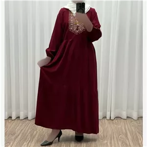 پیراهن ساحلی نخی زنانه مدل آیدا فری سایز مناسب تا 50 با کمربند