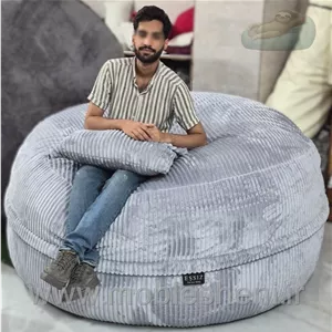 بین بگ دونفره الیافی گرد سایز 160 با پارچه سایا رنگ دلفینی