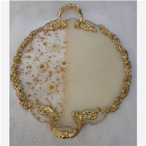 سینی رزینی کار شده با ورق طلا