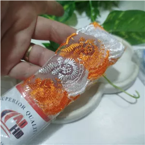 تور آرگانزا سفید نارنجی 4 سانتی بسته ی 9 متری
