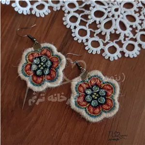 گوشواره زنانه سوزن دوزی پته طرح گل ناز (کد 100) 