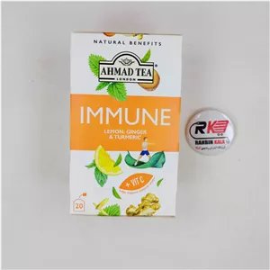 دمنوش احمد تی تقویت سیستم ایمنی با لیمو، زنجبیل، زردچوبه و ویتامین سی 20 عددی Ahmad Tea Immune