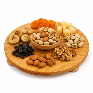 سینی سرو چوبی مدل گرد پایه دار