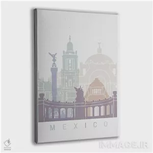 تابلو دکوراتیو پوستر پاستل خط افق مکزیکوسیتی اثر پل رومر