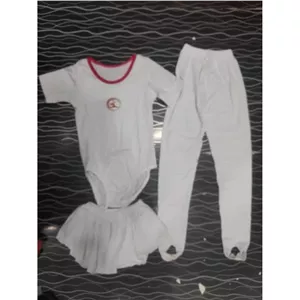 لباس ژیمناستیک دخترانه سفید نخ پنبه سایز بندی کامل 1 تا6