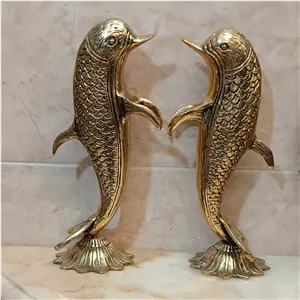 مجسمه برنجی و تزیینی حیوانات طرح دلفین (برنزی)کد175