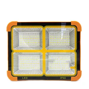 چراغ شارژی کمپینگ پایه دار مدل Solar 1000w (دارای پنل خورشیدی) - نارنجی (پک ضعیف)