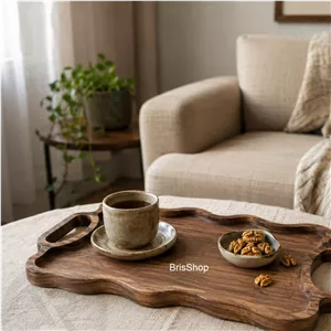سینی سرو دفرمه چوب گردو طبیعی 