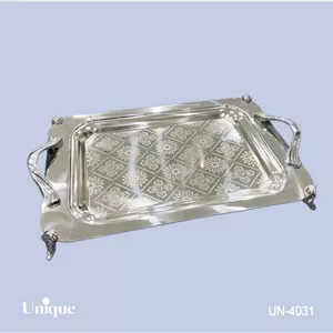 سینی براق استیل یونیک Unique پایه دار بزرگ کد UN-4031 (پس کرایه)
