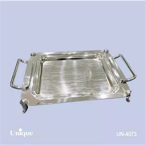 سینی براق استیل یونیک Unique پایه دار کوچک کد UN-4073 (پس کرایه)