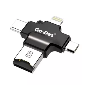 کارت خوان 4 در 1 گو-دس مدل Go-Des GD-DK101رم ریدر Type-C، Lightning، Micro USB و USB