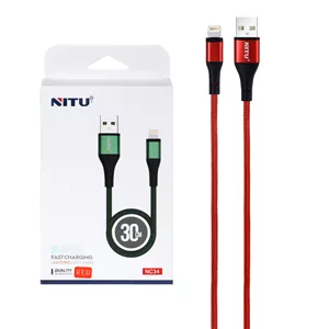 کابل شارژ و دیتا فست پاور بانک کنفی آیفون NITU مدل NC34 - قرمز (گارانتی 18 ماه تعویض نیکان همراه)