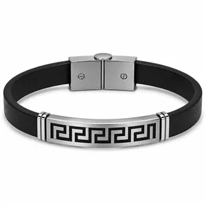 دستبند چرم مردانه ورساچه سیلور LB-1010