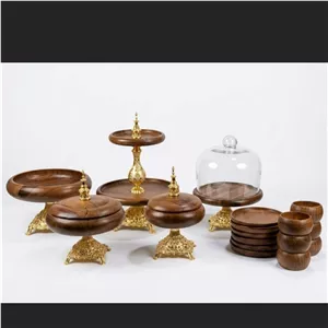 سرویس پذیرایی6نفره چوب گردو 20پارچه پایه آلومینیوم 