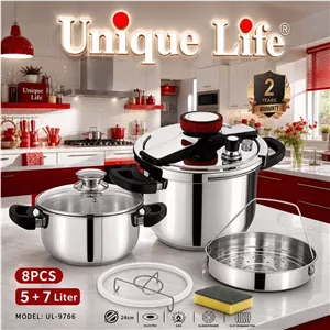 زودپز دوقلو یونیک لایف ظرفیت 7+5 لیتری تمام استیل مدل UL-9766