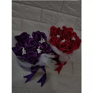 باکس گل رز روبانی روبانی شاین دار 6 شاخه (رنگ قابل تعویض)