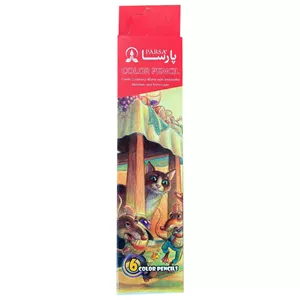 مداد رنگی 6 رنگ پارسا مدل گربه