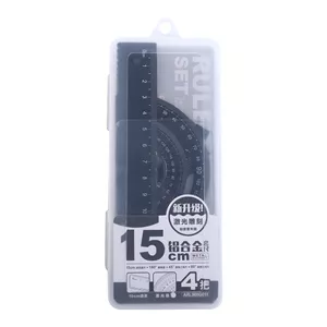 ست خطکش اماندجی مدل ARL960G011 فلزی 4 عددی گونیای 45 و 60 درجه نقاله 15 سانتیمتر