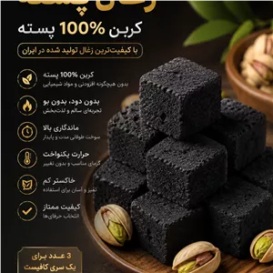 ذغال فشرده صدر در صد کربن پسته 8کیلویی