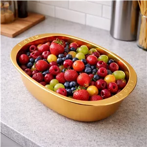 لگن طرح بیضی طلایی رنگ