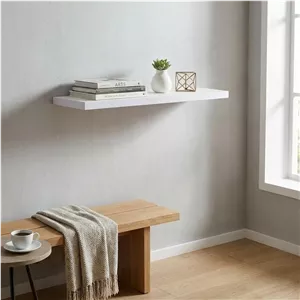 شلف دیواری MDF سفید شلف دکوری مینیمال50 سانتی