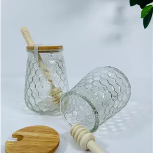 ظرف عسل پیرکس سر بامبو به همراه قاشق
