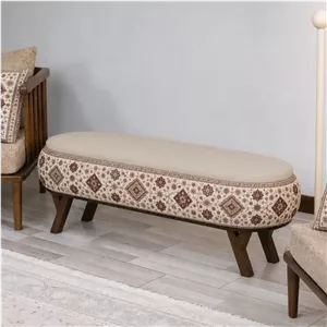 پاف نیمکتی نقش آکام چوب طرح کاشانه سایز 120