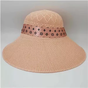کلاه آفتابی حصیری زنانه حصیر بافی شده طرح لویی ویتون وارداتی کد 50397 .