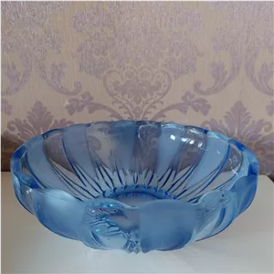 کاسه دو عددی بلور چک رنگ آبی 
