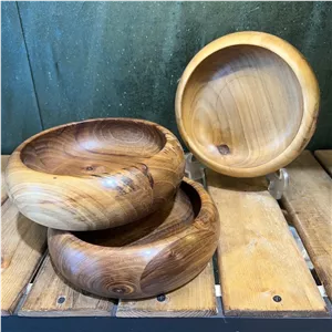 ظروف چوبی کاسه خمره ای قطر 20 گردو 