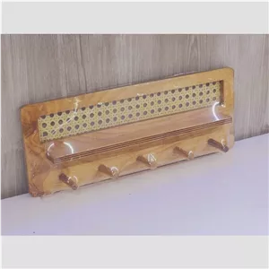شلف دیواری آویز دار چوبی طرح حصیری
