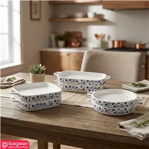 ست دو عددی خرما خوری طرح شکوفه آبی