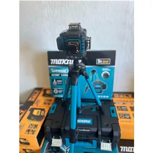 تراز لیزری نور سبز سه بعدی 4 خط ریموت و پایه دار ماکیتا لنز فلزی طرح جدید مدل 5V-MAXبا جعبه BMC و ارسال رایگان 