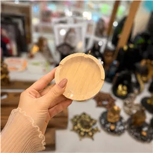 زیرسیگاری چوب بامبو طبیعی، طرح گرد، قطر 9 سانتیمتر