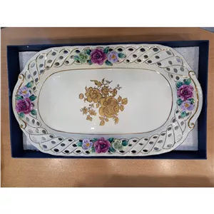 میوه خوری شیرینی خوری آنتیک لمونژ گل برجسته سایز 37 در 22  